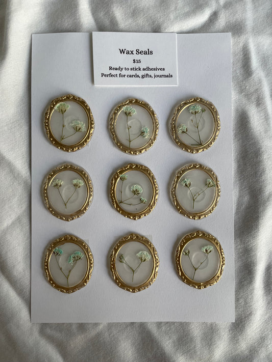 Wax Seals Set of 9 Oval Framed Flowers