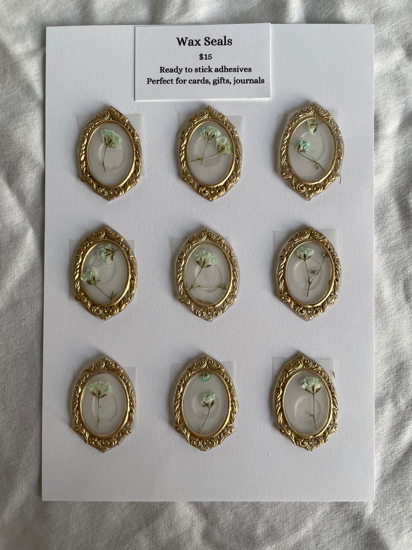 Wax Seals Set of 9 Ornate Oval Framed Flowers