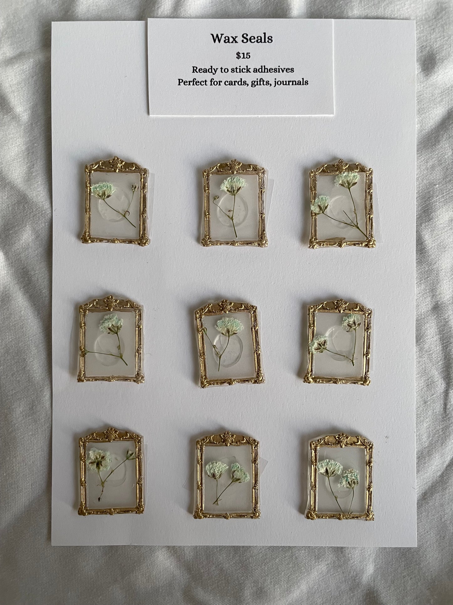 Wax Seals Set of 9 Rectangular Framed Flowers