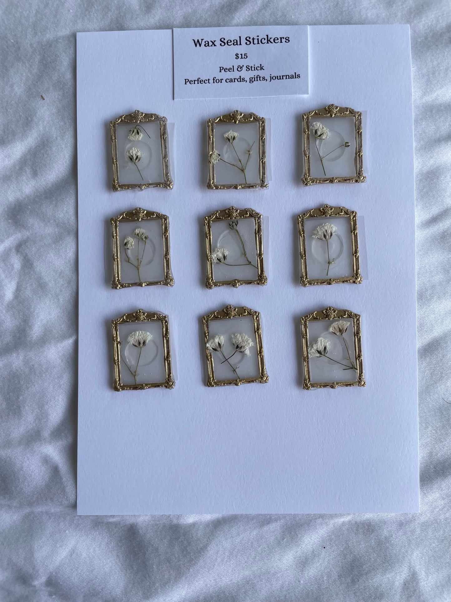 Wax Seals Set of 9 Rectangular Framed Flowers