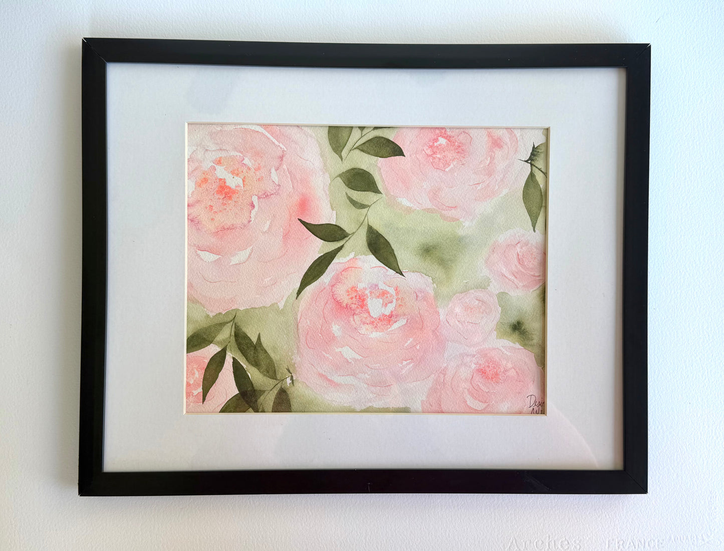 "Pink Spring Flowers" Original Watercolor Painting - 9 in x 12 in (unframed)
