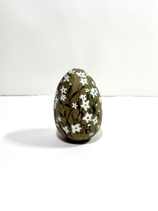 Spring Blossoms Hand-Painted Wooden Egg (Small)