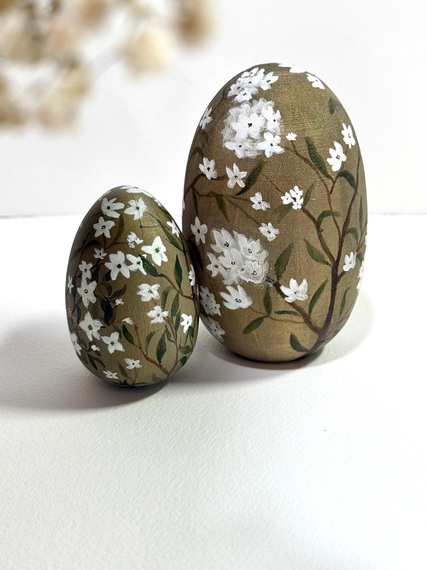 Spring Blossoms Hand-Painted Wooden Egg (Small)