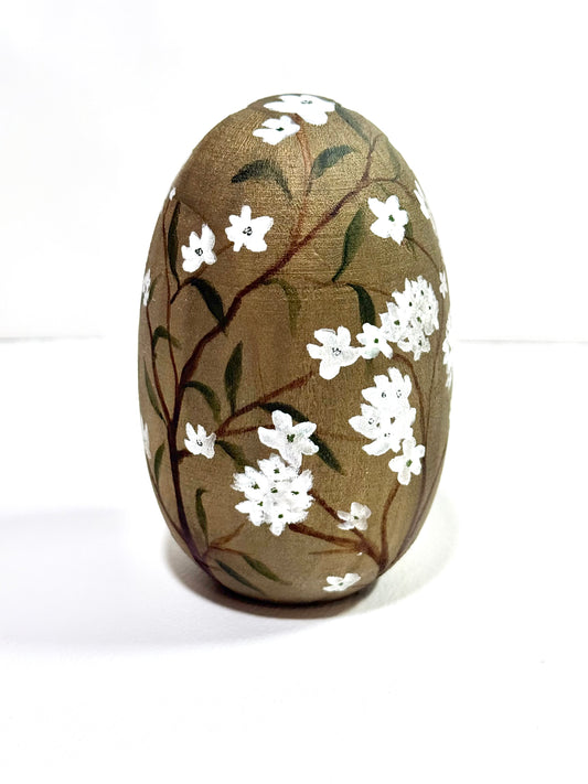 Spring Blossoms Hand-Painted Wood Egg (Large)
